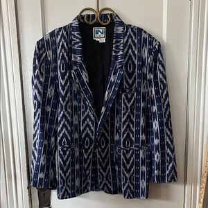 Men’s Vintage IKAT Blue & White Cotton Blazer by IN PRIVATE